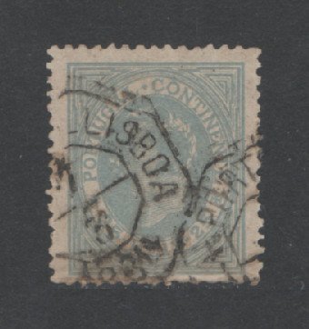 1880/81 - Afinsa nº 53. D. Luis I, de perfil. Selo de 25 reis usado. Papel liso, denteado 12 1/2. Em boas condições.