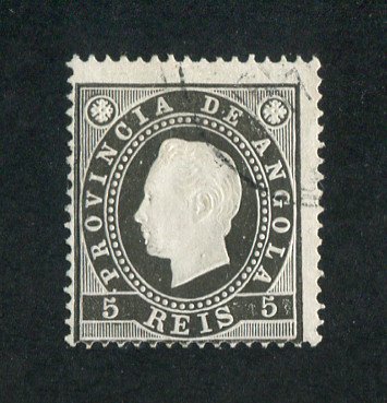 1886 - Afinsa nº 15a. D. Luis I. Fita direita. Selo de 5 reis USADO. Denteado 13 1/2. Em boas condições.
