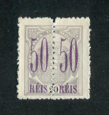 1900 - Afinsa nº 43. Elefantes com sobretaxa. Selo de 50r/20r novo sem goma como emitido. Papel pontinhado. Em boas condições. Muito raro.