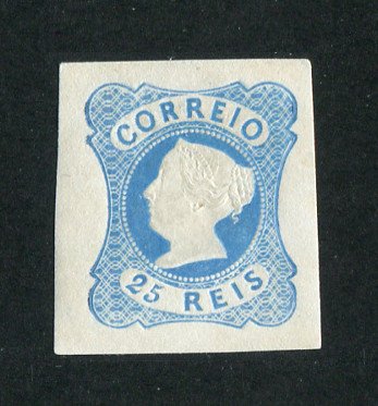 1853 - Afinsa nº 2. Reimpressão de 1885. D. Maria II, 25 reis. Sem goma. Em boas condições.
