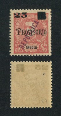 1912 - Afinsa nº 116. D. Carlos I com sobretaxa e sobrecarga local REPUBLICA. Selo de 25r/75r novo COM CHARNEIRA (*) e goma original. Em boas condições.
