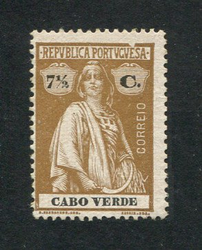 1914 - Afinsa nº 144. Ceres. Selo de 7 1/2c novo sem goma. FENDA/CLICHÉ. Papel porcelana, denteado 15x14. Em boas condições.