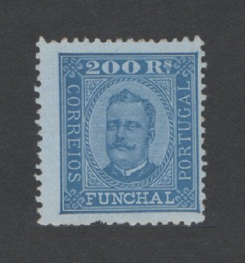 1892- Afinsa nº 11. D. Carlos I. Selo de 200 reis novo, SEM GOMA. Tem o denteado irregular.