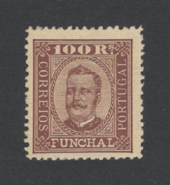 1892 - Afinsa nº 9. D. Carlos I. Selo de 100 reis novo, SEM GOMA. Denteado 12 1/2. Pequena transparência.