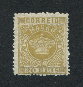 1884 - Afinsa nº 3. Tipo Coroa. Selo de 20 reis novo sem goma como usual. Denteado 12 1/2. Em boas condições.