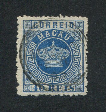 1884 - Afinsa nº 5. Tipo Coroa. Selo de 40 reis usado. Denteado 12 1/2. Em boas condições.