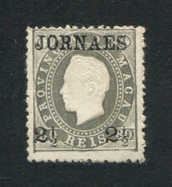1892 - Afinsa nº 44. D. Luis I com sobretaxa. Selo de 2 1/2r/80r novo sem goma como emitido. Denteado 12 1/2. Denteado ligeiramente irregular como usual mas em boas condições.