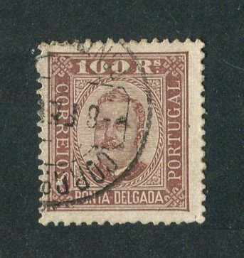 1892 - Afinsa nº 9. D. Carlos I. Selo de 100 reis USADO. Denteado 12 1/2. Em boas condições.