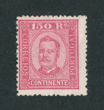 1892 - Afinsa nº 77. D. Carlos I. Selo de 150 reis NOVO, SEM GOMA. Papel porcelana, denteado 12 1/2. Em boas condições.