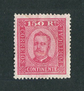 1892 - Afinsa nº 77A. D. Carlos I. Selo de 150 reis NOVO, SEM GOMA. Papel porcelana, denteado 13 1/2. Em boas condições.