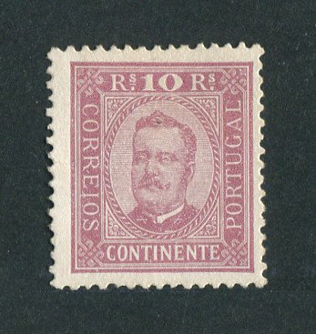 1892 - Afinsa nº 69c. D. Carlos I. Selo de 10 reis NOVO, SEM GOMA. Papel pontinhado, denteado 11 1/2. Em boas condições.