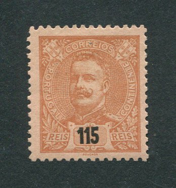 1898 - Afinsa nº 145. D. Carlos I. Novas Cores e Valores. Selo de 115 reis novo, SEM GOMA. Em boas condições.