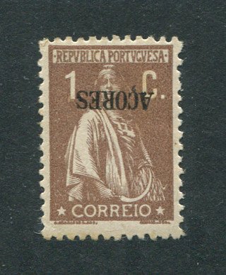 1918 - Afinsa nº 164b. Ceres. Selo de 1c novo, COM CHARNEIRA (*) e goma original. Papel liso, denteado 12x11 1/2. SOBRECARGA INVERTIDA. NÃO CATALOGADO. Em boas condições.