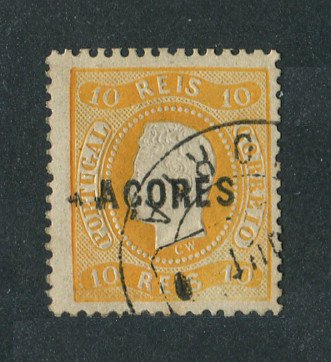 1868 - Afinsa nº 8. D. Luis I. Fita curva. Selo de 10 reis USADO. Em boas condições.