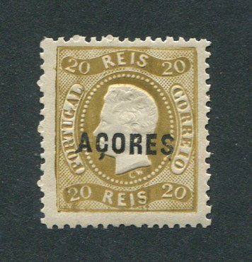 1868 - Afinsa nº 9. D. Luis I. Fita curva denteado. Selo de 20 reis NOVO, COM CHARNEIRA (*) e goma original. Em boas condições.
