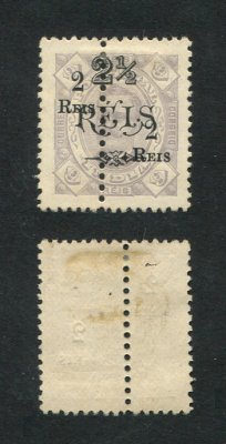 1911 - Afinsa nº 227. D. Carlos I com sobretaxa e perfurado a meio. Selo de 2r/2 1/2r/9r novo sem goma como emitido. Em boas condições.