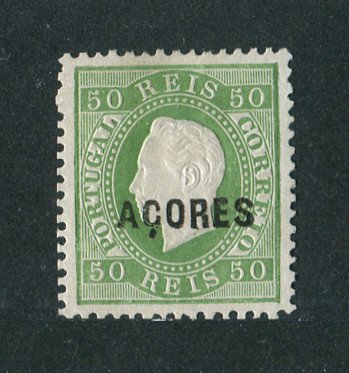 1871/76 - Afinsa nº 20. D. Luis I. Fita direita. Selo de 50 reis NOVO, SEM GOMA. Denteado 12 1/2. Em boas condições.