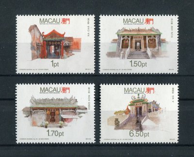 1992 - Afinsa nº 680/683. Templos de Macau (1º grupo). Série completa nova SEM CHARNEIRA (**) e com goma original. Em boas condições.