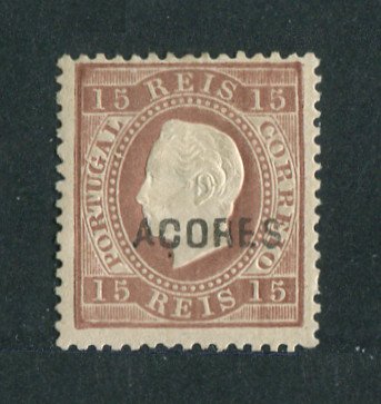 1871/76 - Afinsa nº 25. D. Luis I. Fita direita. Selo de 15 reis NOVO, SEM GOMA. Denteado 12 1/2. Em boas condições.
