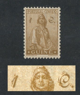 1933 - Afinsa nº 204. Ceres, novo tipo. Selo de 1c novo, COM CHARNEIRA (*) e goma original. DUPLA IMPRESSÃO DA TAXA "1c". Em boas condições.