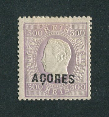 1871/76 - Afinsa nº 27. D. Luis I. Fita direita. Selo de 300 reis NOVO, COM CHARNEIRA (*) e goma original. Em boas condições.