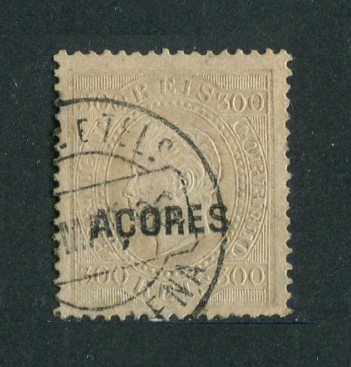 1871/76 - Afinsa nº 27. D. Luis I. Fita direita. Selo de 300 reis usado. Tem a cor um pouco irregular mas em boas condições.