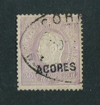 1871/76 - Afinsa nº 27. D. Luis I. Fita direita. Selo de 300 reis usado. Em boas condições.