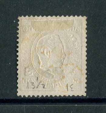 1871/76 - Afinsa nº 27. D. Luis I. Fita direita. Selo de 300 reis usado. Em boas condições.