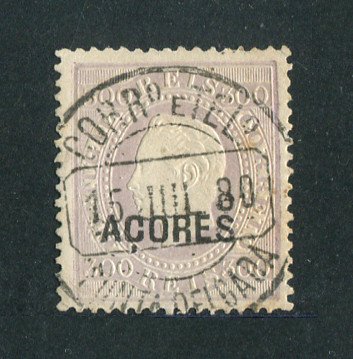 1871/76 - Afinsa nº 27. D. Luis I. Fita direita. Selo de 300 reis usado. Em boas condições.