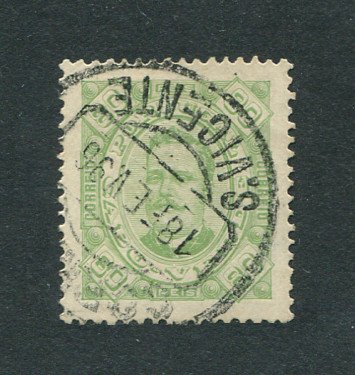1893 - Afinsa nº 32a. D. Carlos I. Selo de 80 reis usado. Denteado 13 1/2, papel pontinhado. Em boas condições.