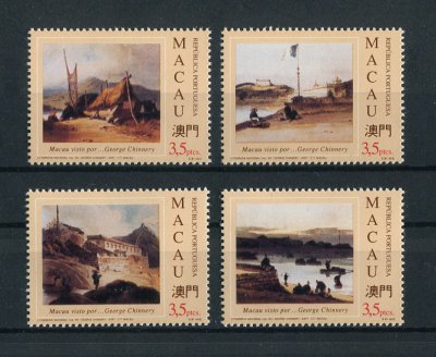 1994 - Afinsa nº 722/725. Macau visto por George Chinnery. Série completa nova SEM CHARNEIRA (**) e com goma original. ISOLADOS (sem ser em tira). Em boas condições.