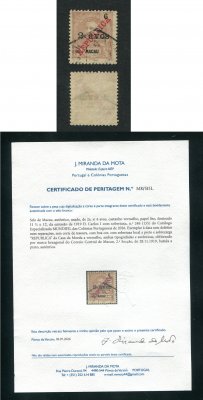 1919 - Afinsa nº 246. D. Carlos I com sobretaxa. Selo de 2a/6a USADO. Com CERTIFICADO DE PERITAGEM. Em boas condições.