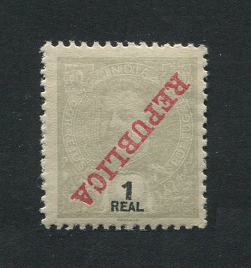 1911 - Afinsa nº 200. D. Carlos I com sobrecarga REPUBLICA. Selo de 1r novo SEM CHARNEIRA (**) e com goma original. SOBRECARGA INVERTIDA. Em boas condições.
