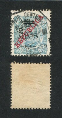 1919 - Afinsa nº 244. D. Carlos I com sobretaxa. Selo de 2a/6a/25r usado. Em boas condições.