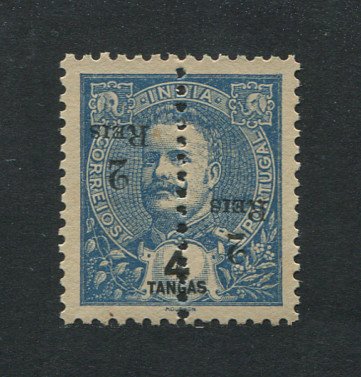 1911 - Afinsa nº 219d. D. Carlos I com sobretaxa e perfurado a meio. Selo de 2r/4T novo sem goma como emitido. SOBRETAXA INVERTIDA. Em boas condições.