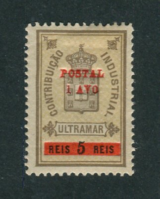 1911 - Afinsa nº 144. Selo de 1a/5r novo, COM CHARNEIRA (*) e goma original. Em boas condições.