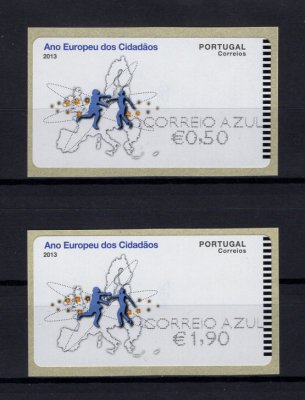 2013 - #63Ba (CORREIO AZUL). Ano Europeu dos Cidadãos. Série completa E-POST. Nova. Em boas condições.