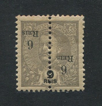 1911 - Afinsa nº 221h. King Carlos I with surcharge and perforated in the center. 6r/9r MH with original gum. INVERTED SURCHARGE. In good condition.