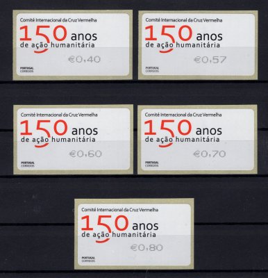2013 - #65A. 150 Anos do Comité Internacional da Cruz Vermelha. Série completa SMD. Nova. Em boas condições.
