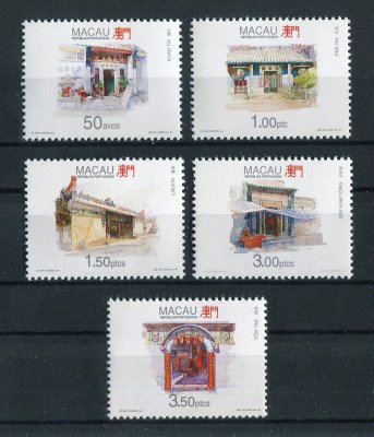 1995 - Afinsa nº 783/787. Templos de Macau. Série completa nova SEM CHARNEIRA (**) e com goma original. Em boas condições.