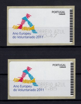 2011 - #55Aa (CORREIO AZUL). Ano Europeu do Voluntariado. Série completa SMD. Nova. Em boas condições.