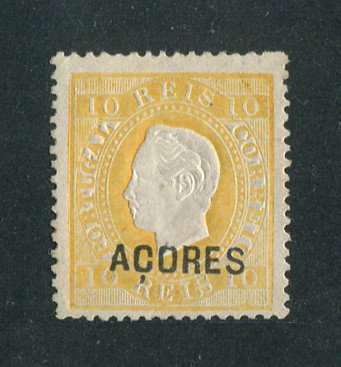 1871/76 - Afinsa nº 17d. D. Luis I. Fita direita. Selo de 10 reis NOVO, SEM GOMA. Denteado 13 1/2. Em boas condições.