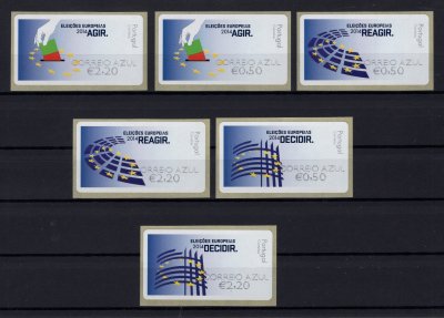2014 - #67a (CORREIO AZUL). Eleições Europeias 2014. Série completa E-POST. Nova. Em boas condições.