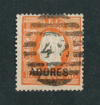 1871/76 - Afinsa nº 21f. D. Luis I. Fita direita. Selo de 80 reis USADO. Papel liso, denteado 13 1/2. Em boas condições.