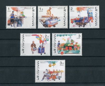 1998 - Afinsa nº 922/927. Modos de vida - Vendilhões. Série completa nova SEM CHARNEIRA (**) e com goma original. ISOLADOS (sem ser em tira). Em boas condições.