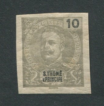 1898 - Afinsa nº 45. D. Carlos I. PROVA NÃO DENTEADA de 10 reis. Em boas condições.