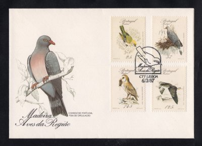 1987 - FDC Afinsa 1791/4. Aves da Madeira. Carimbo de Lisboa. Em boas condições.