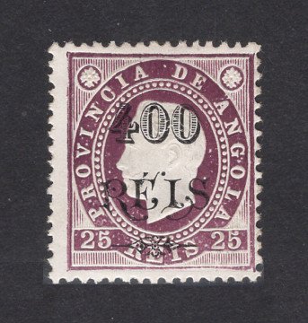 1902 - Afinsa nº 61a. D. Luis I com sobretaxa. Selo de 400r/25r novo COM CHARNEIRA (*) e goma original. VIOLETA CASTANHO. Denteado 12 1/2, Tipo II. Em boas condições.