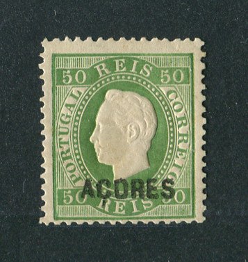 1871/76 - Afinsa nº 20. D. Luis I. Fita direita. Selo de 50 reis NOVO, COM CHARNEIRA (*) e goma original. Denteado 12 1/2. Em boas condições.