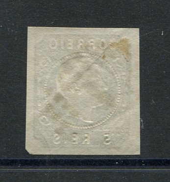 1862/4 - Afinsa nº 14. D. Luís I. Selo de 5 reis usado. CUNHO XIII (nº 14t). Boas Margens. Em boas condições. EXEMPLAR NORMAL.